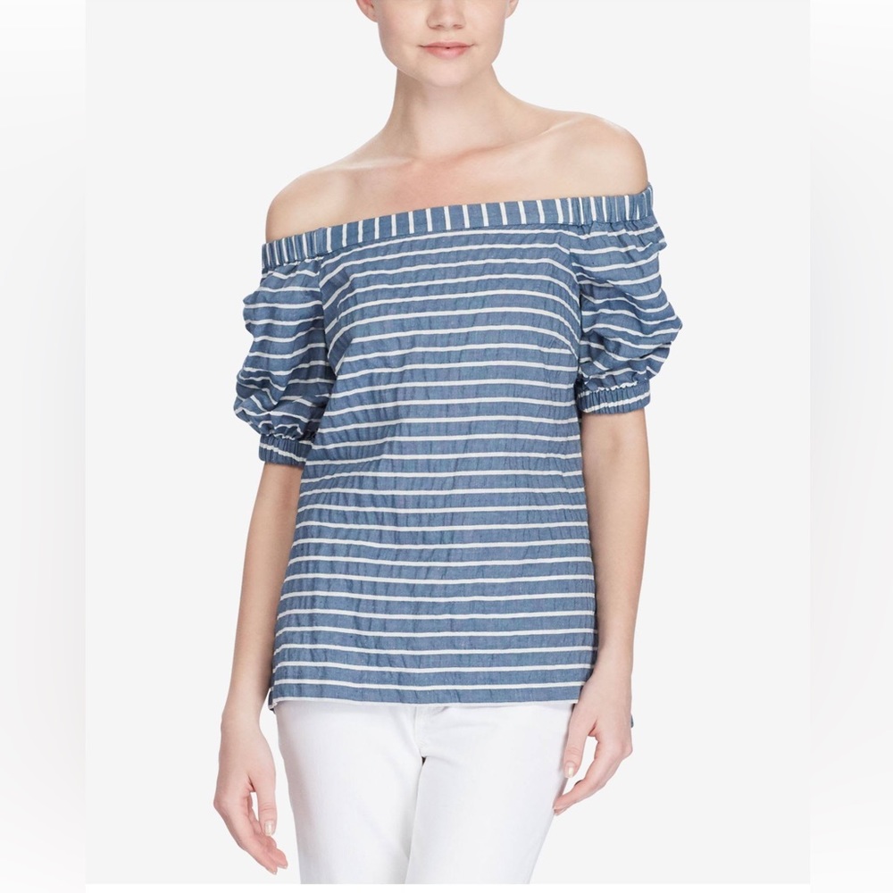 LAUREN RALPH LAUREN Striped On / Off-Shoulder Shirt